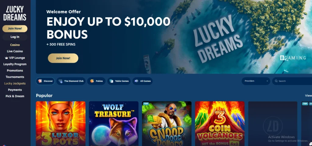 Lucky Dreams Casino Review 2025 website