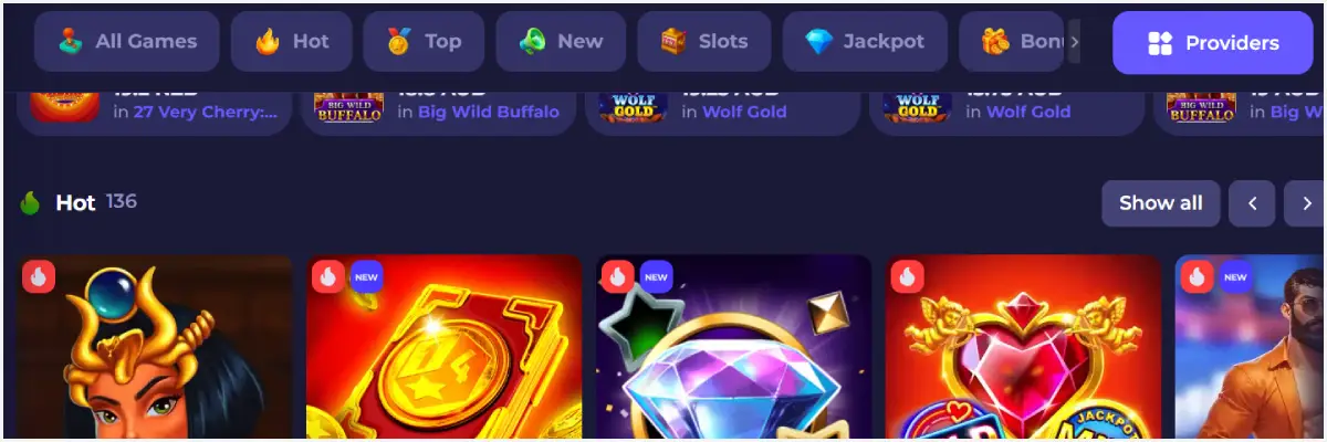 Games Selection at Axe Casino